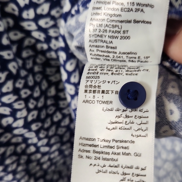 Amazon Essentials Navy Blue and White V-Neck Printed Tunic - Picture 3 of 8